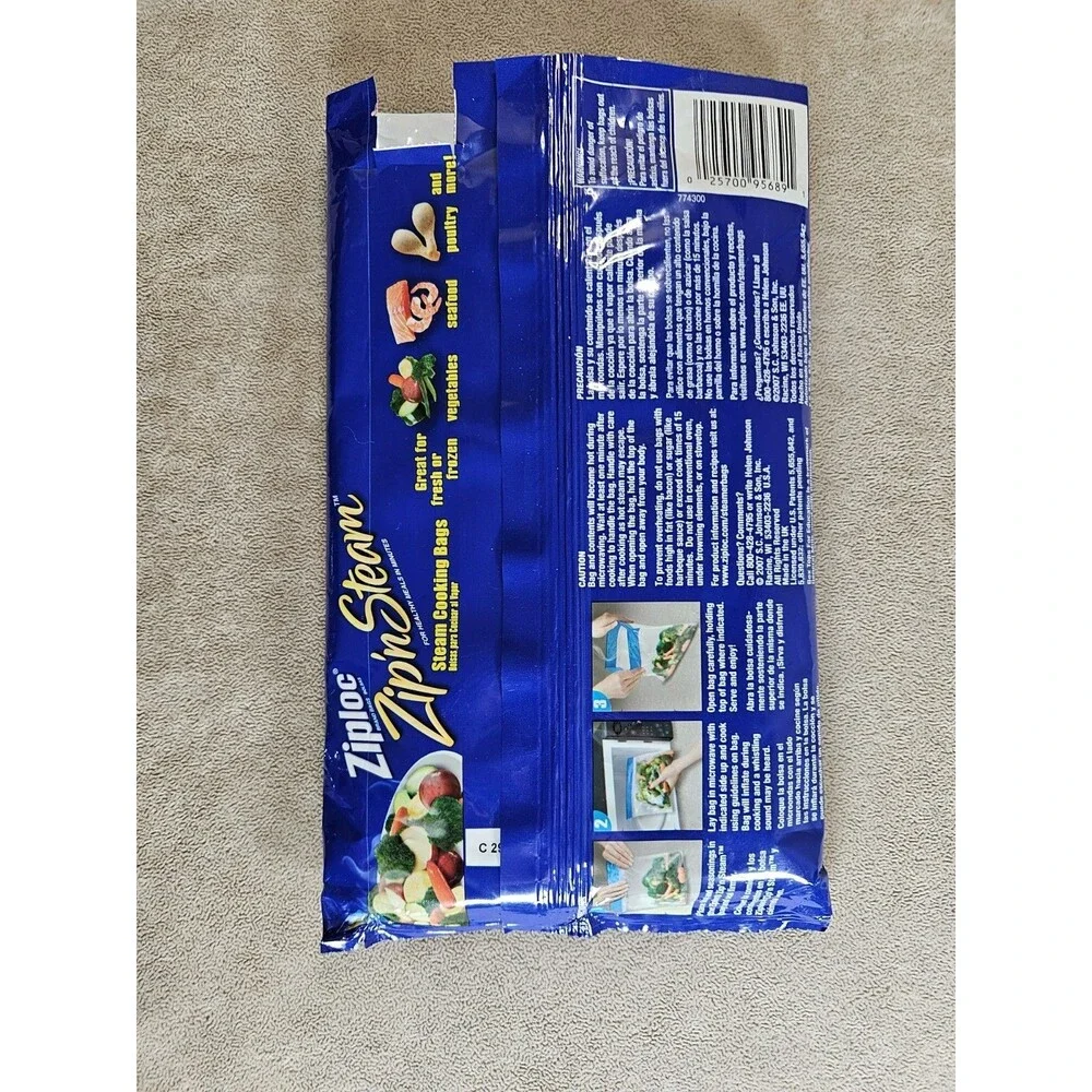 Ziploc Zip'N Steam Medium Cooking Bag-Pack of 9 - Opened but NEW 10 pack MINUS 1